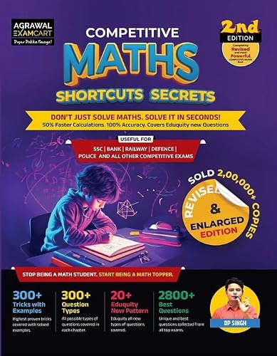 Examcart Shortcuts Secrets Maths Book for Competitive Exam 2026 by DP Singh | 2800+ Que…