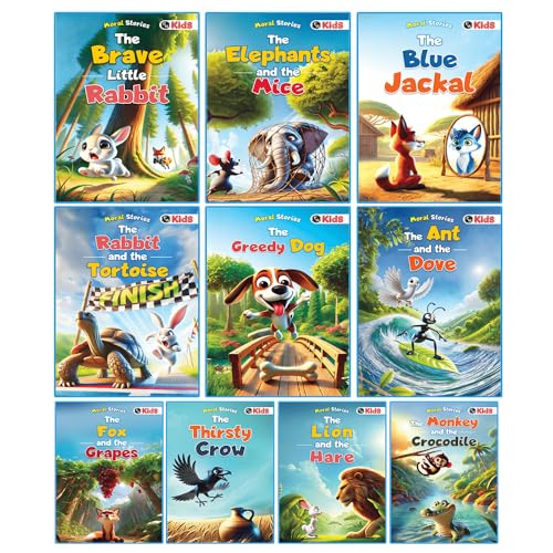 Set of 10 Moral Story Books for Kids, Short Illustrated Bedtime Stories with 3D Animate…