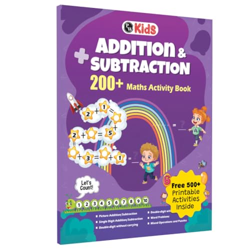 Maths Activity Book for Kids, 200+ Single & Double-Digit Addition & Subtraction Book wi…
