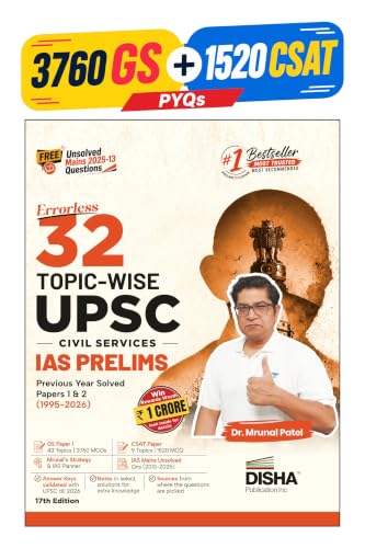 Disha 32 Topic-wise UPSC Civil Services IAS Prelims Previous Year Solved Papers 1 & 2 (…