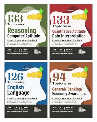 Disha Combo (set of 4 Books) 138 Topic-wise Reasoning/ Quantitative Aptitude/ English/…