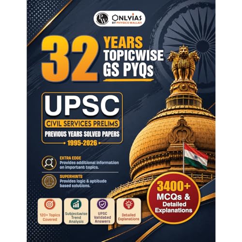 PWOnlyIAS upsc pyq book prelims | 32 Years (1995–2026) Topicwise General Studies Paper…