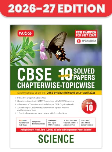 MTG CBSE Class 10 PYQs Book | 10 Years (2026-2017) Chapterwise Topicwise Solved Papers…
