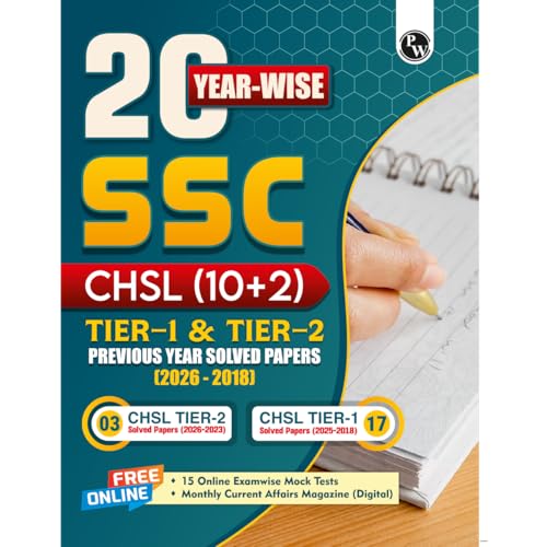 PW SSC CHSL (10+2) Previous Year Solved Papers Tier 1 & 2, English Medium (2026-18) | 2…
