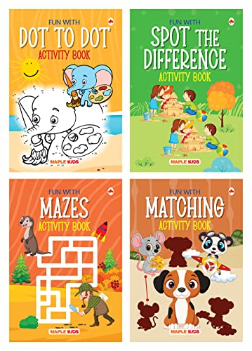 Brain Boosting Activity Book Set (Set of 4 books) - Mazes, Dot to Dot, Spot the Differe…