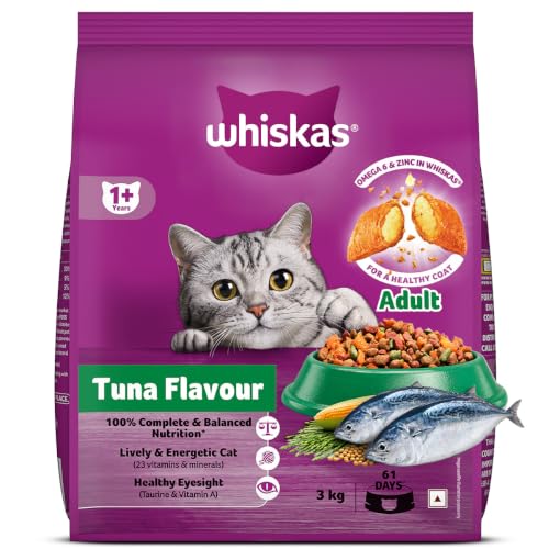Whiskas Adult (1+ Years) Dry Cat Food, Tuna Flavour, 3 kg