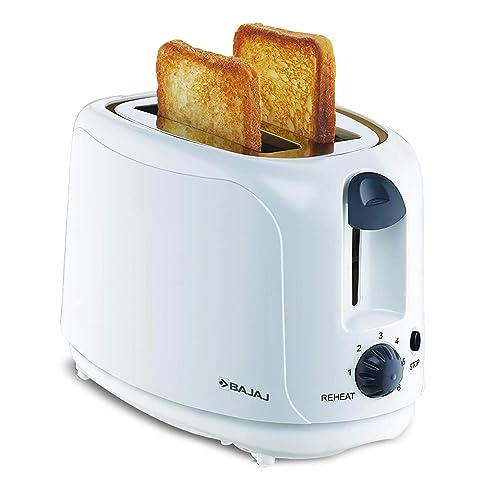 Bajaj ATX 4 750 watts 2-Slice Pop-up Toaster | Dust Cover & Slide Out Crumb Tray | 6-Le…