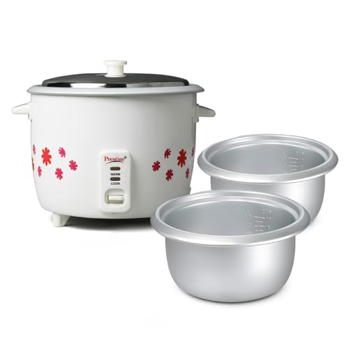 Prestige PRWO 1.8-2 Electric Rice Cooker| 2 Aluminium Cooking Pans | Stainless Steel Li…