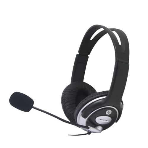 HP Wired On Ear Headphones with Mic with 3.5 Mm Drivers, in-Built Noise Cancelling, Fol…