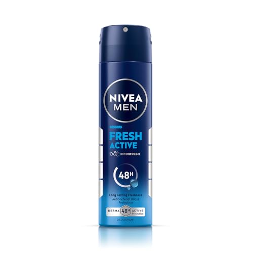 NIVEA Men Fresh Active Deodorant Spray, 48H Odour Protection Daily Freshness, Marine Fr…