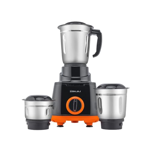 Bajaj Rex 500W Mixer Grinder | 3 Stainless Steel Jars with Multifunctional Blades | Nut…