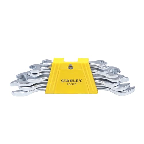 STANLEY 70-379E 8-Piece Matt Finish Double Open End Spanner Set, Chrome Vanadium Steel,…
