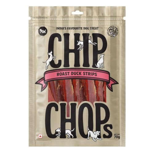Chip Chops Dog Treats | Snacks & Training Rewards (70gm, Roast Duck Strips)