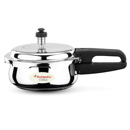 Butterfly Curve 2 Litres Stainless Steel Outer Lid Pressure Cooker | TRIPLY Base | Indu…