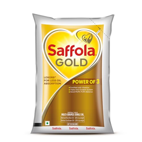Saffola Gold Refined Cooking oil | Power of 3 - Balance of Good Fats, Triple Anti-Oxida…