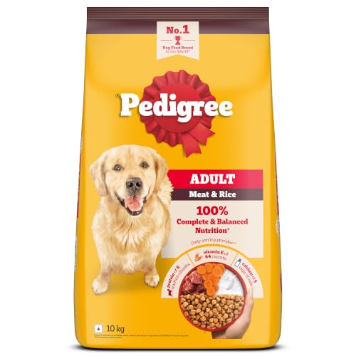 Pedigree Adult Dry Dog Food, Meat & Rice, 10 kg, 100% Complete & Balanced Nutrition for…