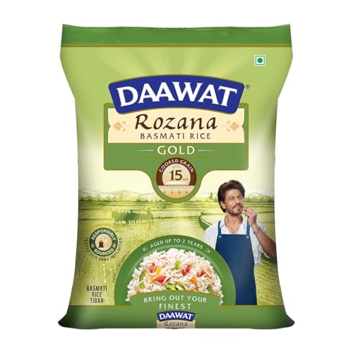 Daawat Rozana Gold Basmati Rice 5Kg| For Everyday Consumption| Cooked Grain Upto 15mm*|…