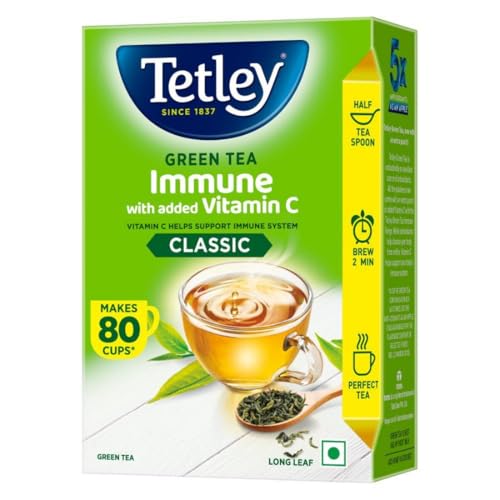 Tetley Loose Green Tea Leaves 100g, Classic Flavour, Immune With Added Vitamin C, Makes…
