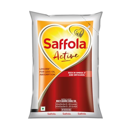 Saffola Active | Rice Bran & Soyabean Multi-source Edible Oil | Less oil absorption | V…