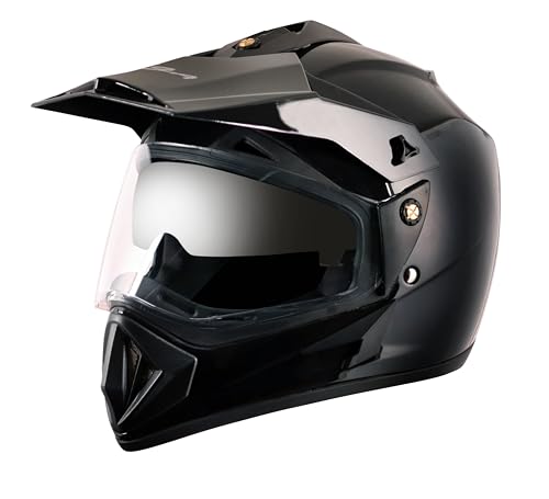 Vega Off Road ISI Certified Gloss Finish Full Face Helmet for Men with Dual Visor and S…