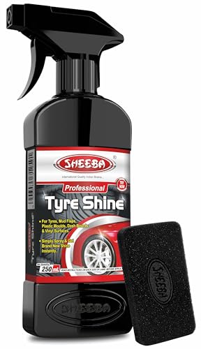 SHEEBA TYRE SHINE Polish with foam applicator pad for Cars & Bikes, Original Back to Bl…