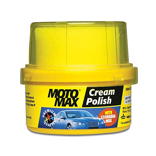 Motomax Cream Polish, 60gm with Carnuba Wax, with Sponge, Clean Polish Shine Cars, Bike…
