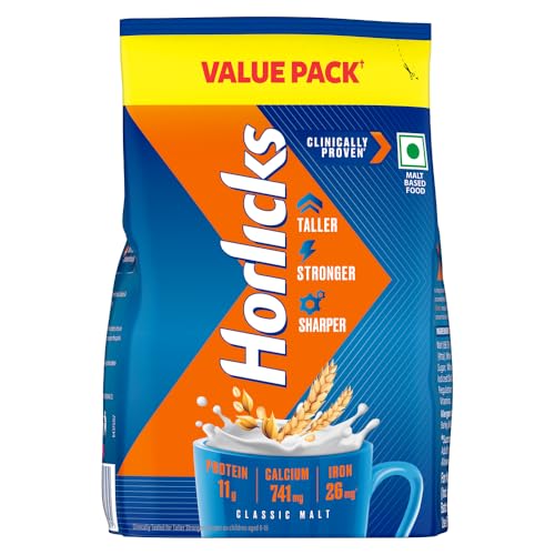 Horlicks Nutrition Drink Pouch - 800 g - Classic Malt - Clinically Proven to make kids…