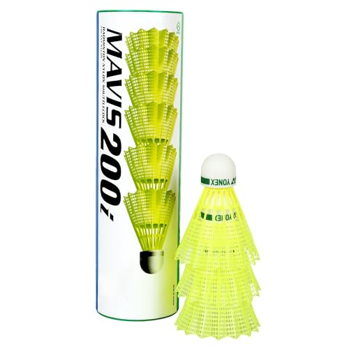 Yonex Mavis 200i Nylon Badminton Shuttlecocks (Yellow, Medium Speed) | Flight Stability…