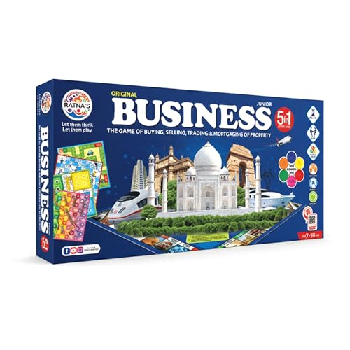 Ratna's Business Junior Coins 5 in 1 Board Game Set of Business, Snake and Ladders, Lud…
