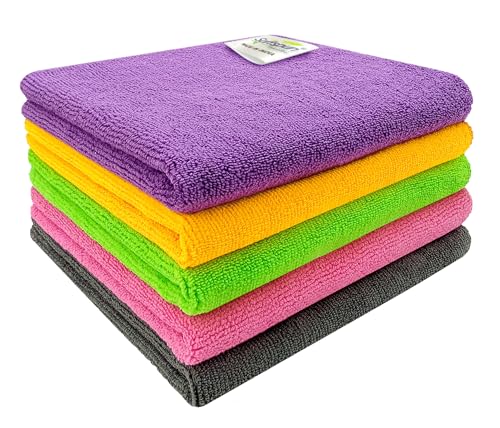 SOFTSPUN Microfiber Cloth 40x40cm 340GSM 5pcs Multi-Color! Thick Lint & Streak-Free Mul…