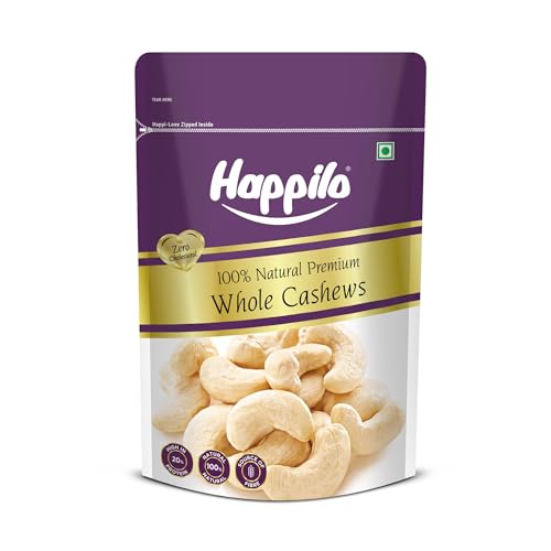 Happilo Premium Natural Whole Cashews 200g Value Pack | Dry Fruits, Kaju, Healthy Snack…