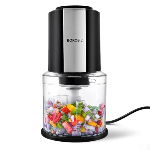 Borosil Chef Delite 300 Watts Electric Chopper for Kitchen, Twin Blade Technology, 600…