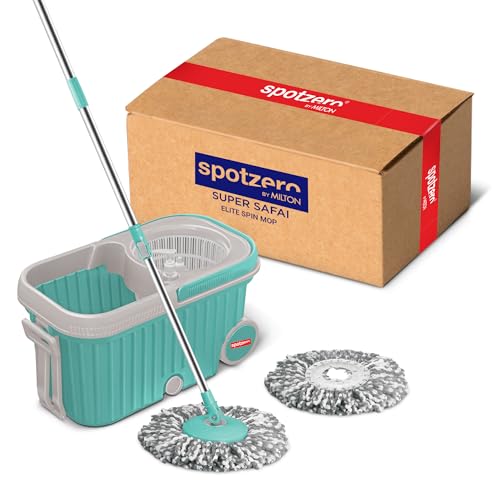 Spotzero by Milton Elite Spin Mop with Big Wheels, Puller Handle, Bucket Floor Cleaning…