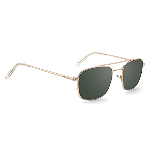 ROYAL SON G15 Green Retro Square Aviator Unisex Sunglasses - Gold Frame Vintage Men Gog…