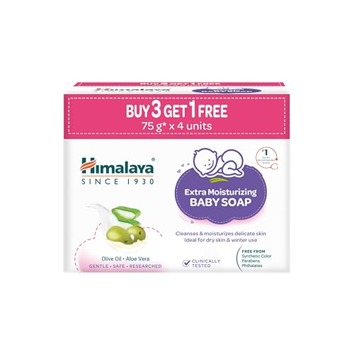 Himalaya Extra Moisturizing Baby Soap for Dry Skin | B3G1 FREE - 75g | Helps Lock In Mo…