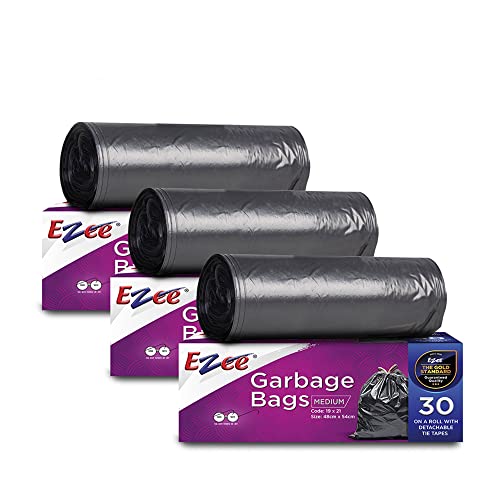 Ezee Live Life Ezee Way Black Garbage Bags for Dustbin|90 Pcs|Medium 19 X 21 Inches|30…