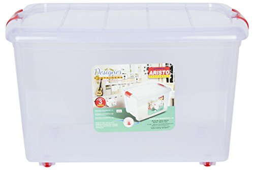 ARISTO Multipurpose Plastic Storage Container Box with Wheels 25 LTR (Clear, Transparen…
