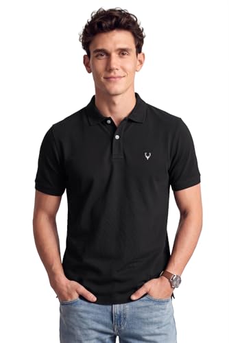 Allen Solly Men Jet Black Regular Fit Polo(AMKP317G04249_Jet Black_XL)