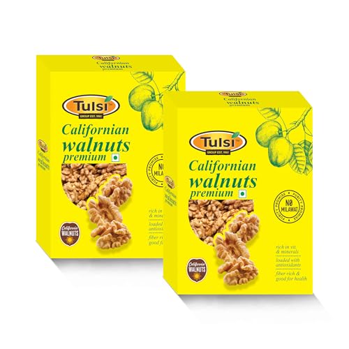 Tulsi California Walnut Kernels Premium 400g (200g x 2 | Light Colored Halves | Rich in…