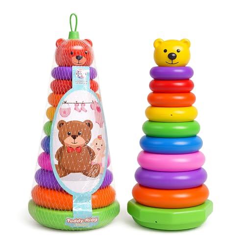 TOYZTREND Plastic Baby Kids Teddy Stacking Ring Jumbo Stack Up Educational Toy Assorted…