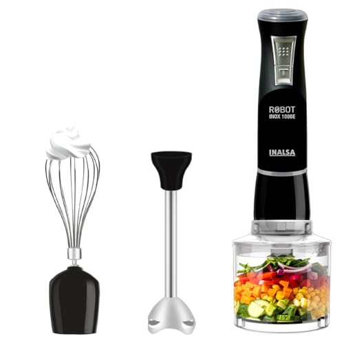 INALSA Hand Blender 1000 Watts with Chopper, Whisker| Variable Speed & Turbo Speed Func…