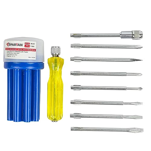 SPARTAN BS-02 8-in-1 Pc Screw Driver Kit With 3 Flat Blades, 3 Phillips Head, 1 Round P…