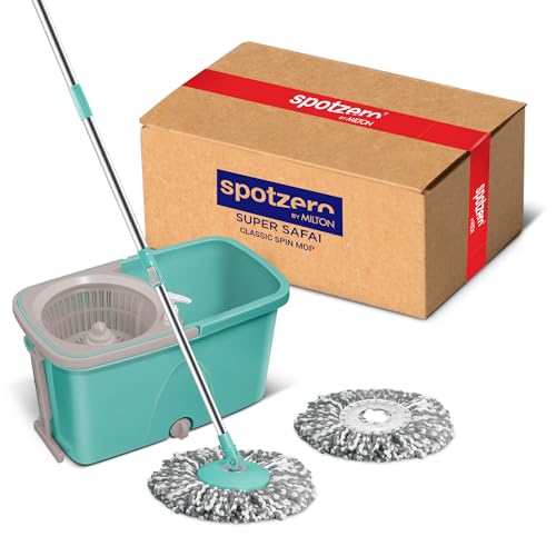 Spotzero by Milton Classic Spin Mop with Puller Handle, Bucket Floor Cleaning and Moppi…