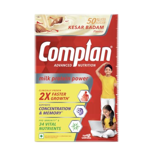 Complan Nutrition Drink Powder for Children, Kesar Badam Flavour, 500 g Carton | Nutrit…