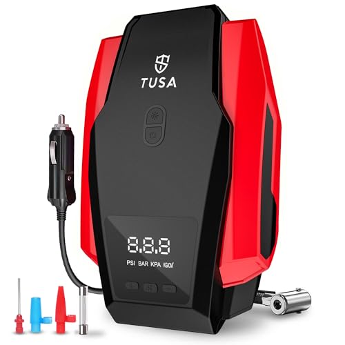 TUSA Drive X Tyre Inflator for Car - 150 PSI, 12V DC Portable Air Compressor with Digit…