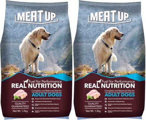 Meat Up Adult Dry Dog Food 2.4kg (2 x 1.2kg) | Chicken Flavour | Healthy Skin & Coat |…