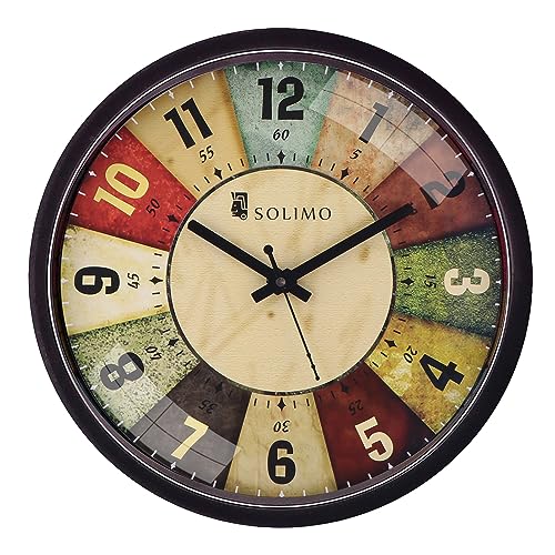 Amazon Brand - Solimo 12-inch Plastic & Glass Analog Wall Clock - Classic Roulette (Sil…