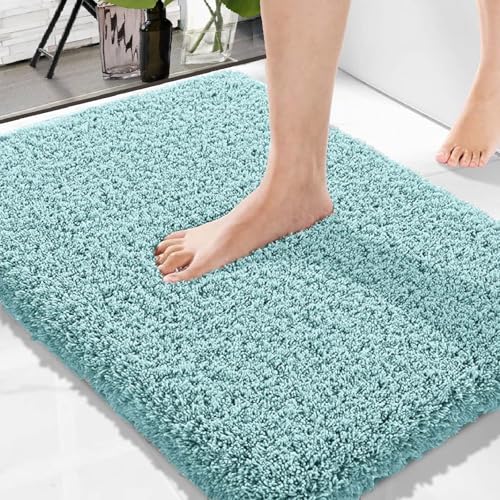 Amazon Brand - Solimo Premium Anti-Slip Microfibre Bathmat - 60cm x 40cm, Dusty Turquoi…