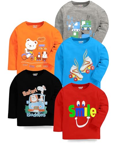 Kuchipoo Regular Fit Cotton Boys T-Shirt Pack of 5 (KUC-TSHRT-104-2-3 Years, Multi-Colr…