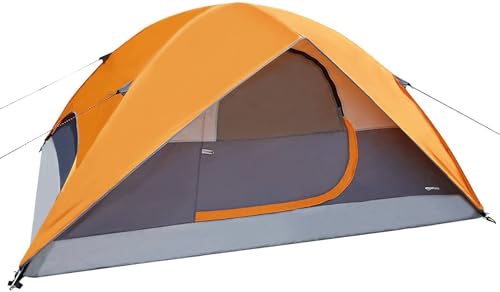 AmazonBasics 4 Person Polyester Dome Water Resistant Tent for Camping and Hiking with B…